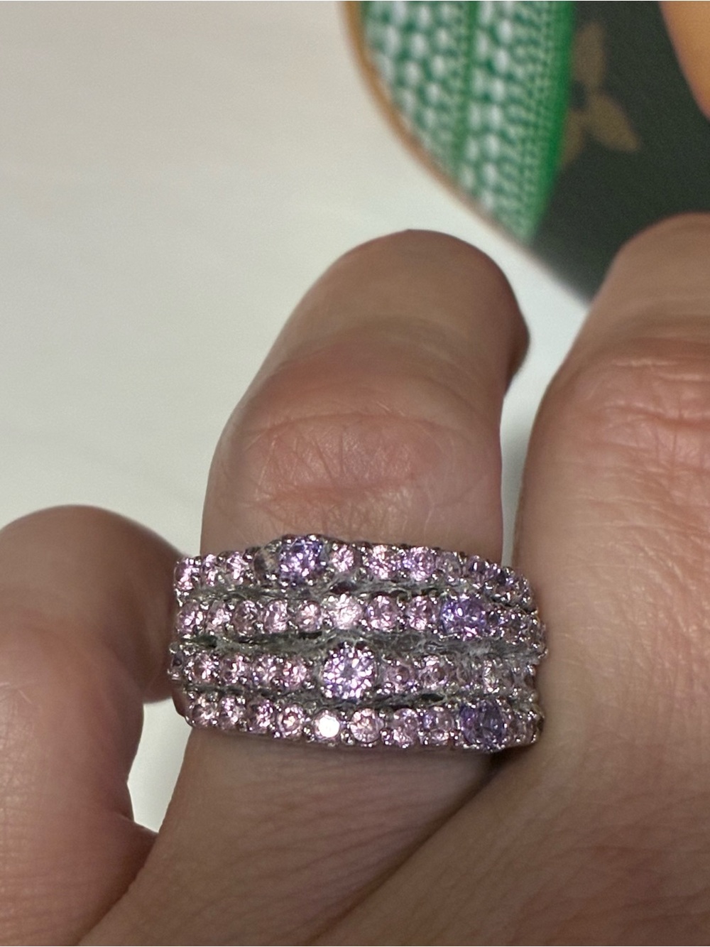 Stacked Pink Crystal Band Ring - Women Jewelry